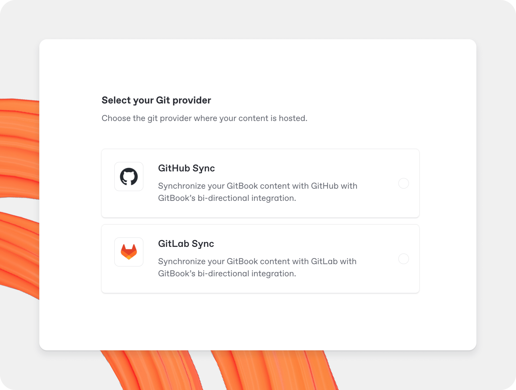 A GitBook screenshot showing the Git Sync setup